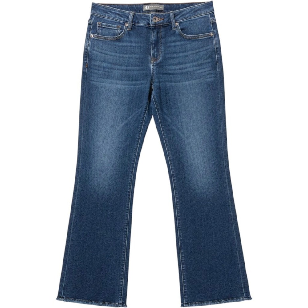 Democracy Ab-solution Jeans Women 10 Dark Wash Straight Leg Raw Hem Stretch